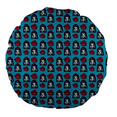 Girl Flower Pattern Blue Large 18  Premium Flano Round Cushions by snowwhitegirl