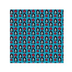 Girl Flower Pattern Blue Small Satin Scarf (square)