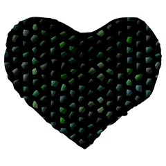 Abstract Green Design Scales Large 19  Premium Heart Shape Cushions