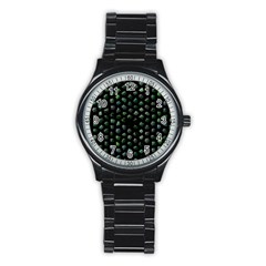 Abstract Green Design Scales Stainless Steel Round Watch by Wegoenart