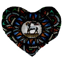 Spain Catalonia Montserrat Church  Stained Glass Large 19  Premium Heart Shape Cushions