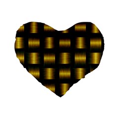 Background Pattern Desktop Metal Gold Golden Standard 16  Premium Flano Heart Shape Cushions by Wegoenart
