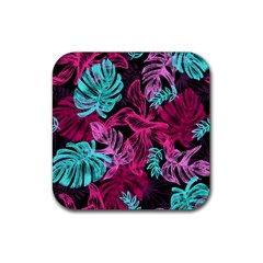 Leaves Rubber Square Coaster (4 Pack)  by Sobalvarro