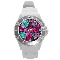 Leaves Round Plastic Sport Watch (l) by Sobalvarro