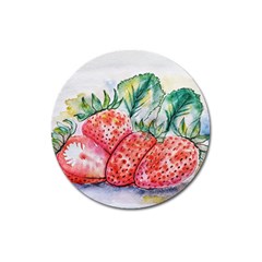 Strawberry Watercolor Figure Magnet 3  (round) by Wegoenart