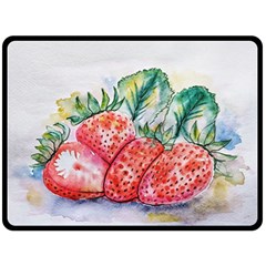 Strawberry Watercolor Figure Double Sided Fleece Blanket (large)  by Wegoenart