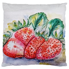 Strawberry Watercolor Figure Large Flano Cushion Case (two Sides) by Wegoenart