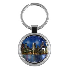 City Smart Modern Future Connect Key Chain (round) by Wegoenart