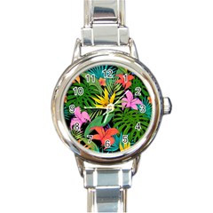 Tropical Greens Round Italian Charm Watch by Sobalvarro