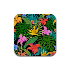 Tropical Greens Rubber Coaster (square)  by Sobalvarro