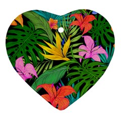 Tropical Greens Heart Ornament (two Sides) by Sobalvarro