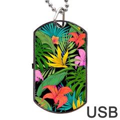 Tropical Greens Dog Tag Usb Flash (two Sides) by Sobalvarro