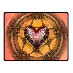 Awesome Heart On A Pentagram With Skulls Fleece Blanket (small) by FantasyWorld7