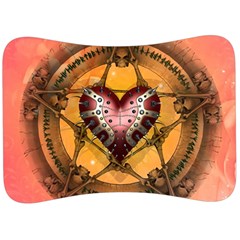 Awesome Heart On A Pentagram With Skulls Velour Seat Head Rest Cushion by FantasyWorld7