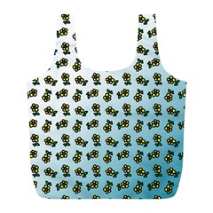 Blue Gradient Flower Full Print Recycle Bag (l) by snowwhitegirl