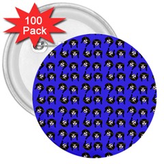 Retro Girl Daisy Chain Pattern Blue 3  Buttons (100 Pack)  by snowwhitegirl