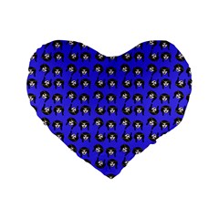 Retro Girl Daisy Chain Pattern Blue Standard 16  Premium Flano Heart Shape Cushions by snowwhitegirl