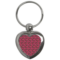 Retro Girl Daisy Chain Pattern Pink Key Chain (heart) by snowwhitegirl