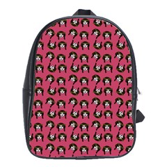 Retro Girl Daisy Chain Pattern Pink School Bag (large)