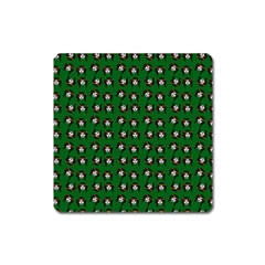 Retro Girl Daisy Chain Pattern Green Square Magnet