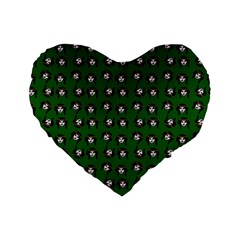 Retro Girl Daisy Chain Pattern Green Standard 16  Premium Heart Shape Cushions by snowwhitegirl