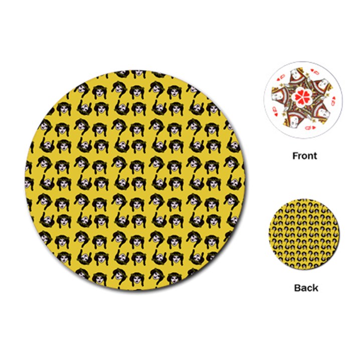 Retro Girl Daisy Chain Pattern Yellow Playing Cards Single Design (Round)