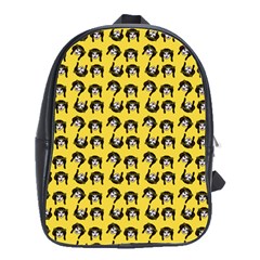Retro Girl Daisy Chain Pattern Yellow School Bag (large)