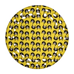 Retro Girl Daisy Chain Pattern Yellow Round Filigree Ornament (two Sides) by snowwhitegirl