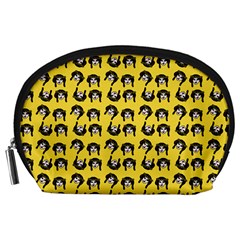 Retro Girl Daisy Chain Pattern Yellow Accessory Pouch (large) by snowwhitegirl