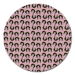 Retro Girl Daisy Chain Pattern Light Pink Magnet 5  (round) by snowwhitegirl