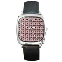 Retro Girl Daisy Chain Pattern Light Pink Square Metal Watch by snowwhitegirl