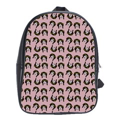 Retro Girl Daisy Chain Pattern Light Pink School Bag (large)