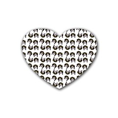 Retro Girl Daisy Chain Pattern White Heart Coaster (4 Pack) 