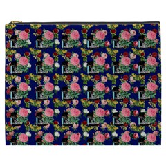 Vintage Can Floral Blue Cosmetic Bag (xxxl) by snowwhitegirl