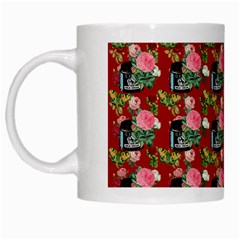 Vintage Can Floral Red White Mugs by snowwhitegirl