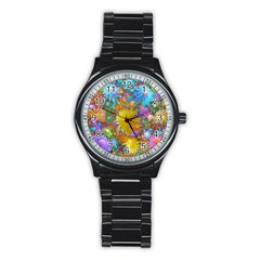 Apo Flower Power Stainless Steel Round Watch by WolfepawFractals