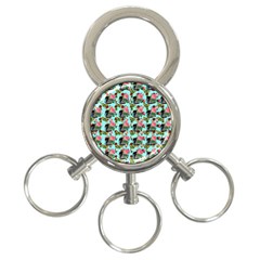 Vintage Can Floral Light Blue 3-ring Key Chain