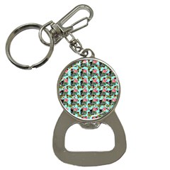 Vintage Can Floral Light Blue Bottle Opener Key Chain