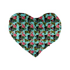 Vintage Can Floral Light Blue Standard 16  Premium Flano Heart Shape Cushions by snowwhitegirl