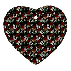 Vintage Hippie Girl Pattern Black Ornament (heart) by snowwhitegirl