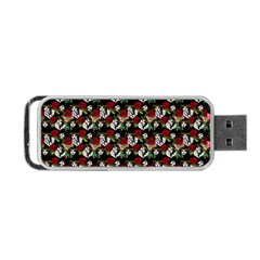 Vintage Hippie Girl Pattern Black Portable Usb Flash (one Side) by snowwhitegirl