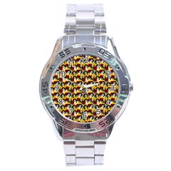 Vintage Hippie Girl Pattern Yellow Stainless Steel Analogue Watch by snowwhitegirl