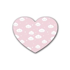 Kawaii cloud pattern Rubber Coaster (Heart) 