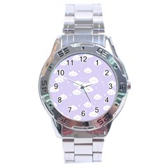 Kawaii Cloud Pattern Stainless Steel Analogue Watch by Valentinaart