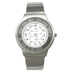 Pattern With Love Words Stainless Steel Watch