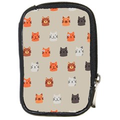 Cat Faces Pattern Compact Camera Leather Case by Vaneshart