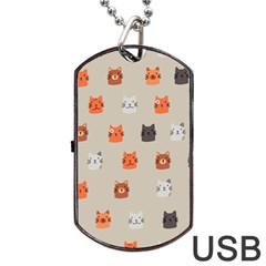 Cat Faces Pattern Dog Tag Usb Flash (one Side)