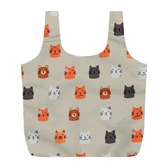 Cat Faces Pattern Full Print Recycle Bag (l)