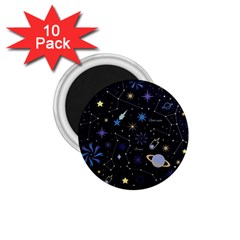 Starry Night  Space Constellations  Stars  Galaxy  Universe Graphic  Illustration 1 75  Magnets (10 Pack) 