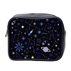 Starry Night  Space Constellations  Stars  Galaxy  Universe Graphic  Illustration Mini Toiletries Bag (two Sides)